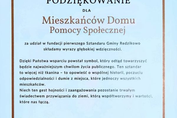 Podziękowanie dla mieszkańców w ramce.