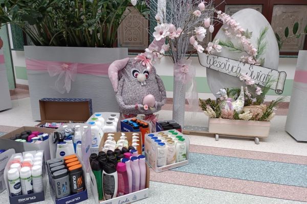 Środki czystości podarowane mieszkańcom.