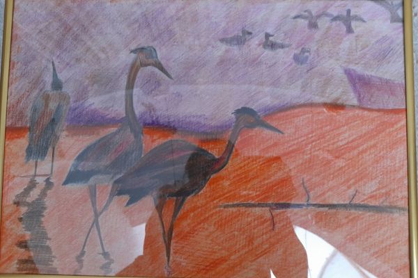 Rysunek kredką, praca plastyczna mieszkańca.